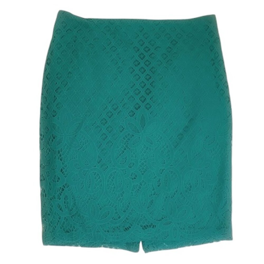 Loft Petites - Green Islet Lace, Fully Lined Pencil Skirt - Size 8P